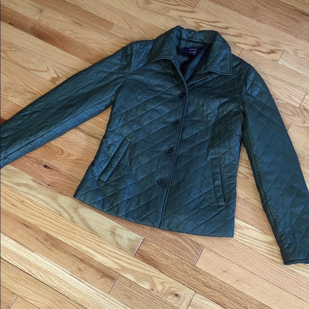 Dark Green Gant Leather Jacket